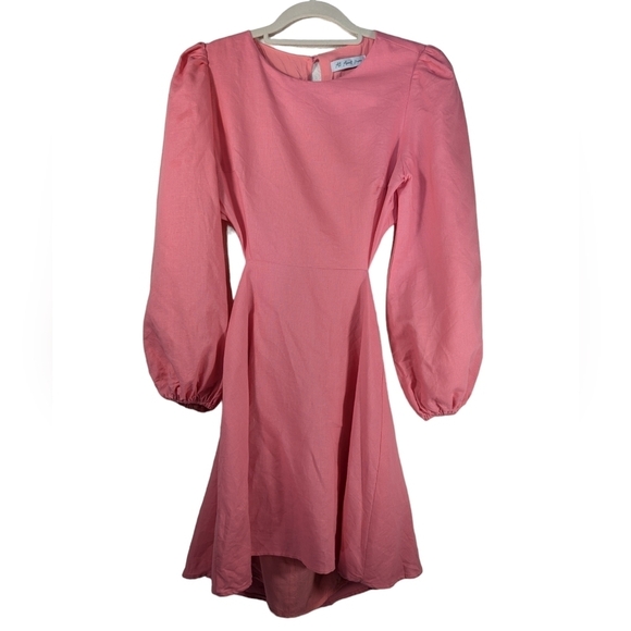 All About May Fairy Linen Cotton Pink Cutout Back Mini Glam Party Dress Size 4 - Picture 6 of 14